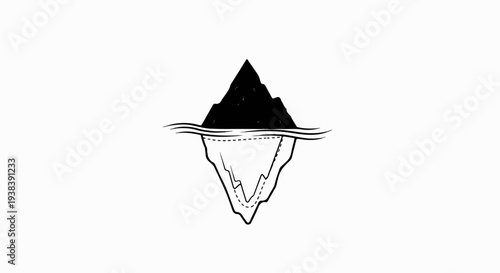 Iconic iceberg illustration with a prominent peak above water