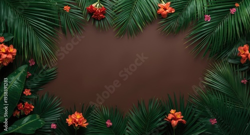 dense tropical foliage back...