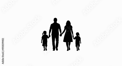 A silhouette of a family walking hand-in-hand, showing unity and togetherness