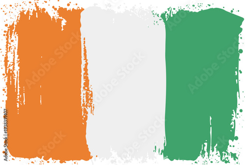 Flag of Ivory Coast. Created with Brush Strokes. Abstract Banner with Raw Artistic Texture