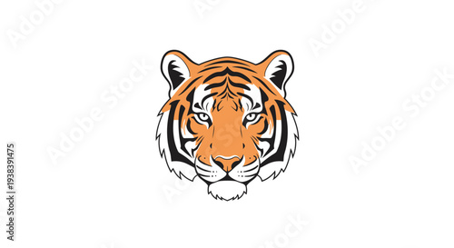Tiger Head Illustration Orange Striped Face.