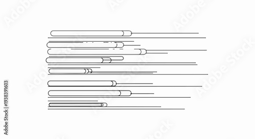 Abstract linear shapes, layered and varied in length on a white background