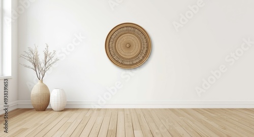 Clean white space with wood...