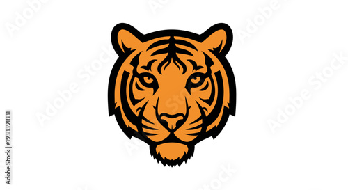 Tiger head with black outline.