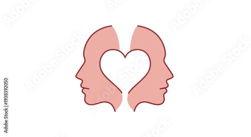 Two Female Faces Forming Heart Shape.