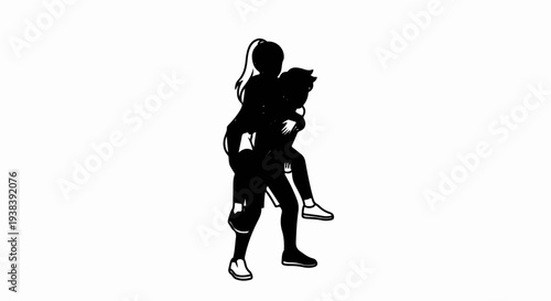 Silhouette of a person carrying another on their back