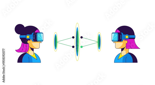 Two Women Wearing Virtual Reality Headsets.