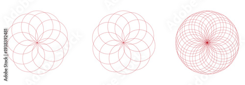 Hand drawn mandala patterns set in pink intricate floral circular designs for art therapy coloring book pages