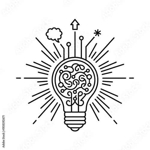 Creative Light Bulb Brain Idea Symbol.
