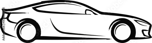 Sleek black silhouette of a modern sports car, profile view