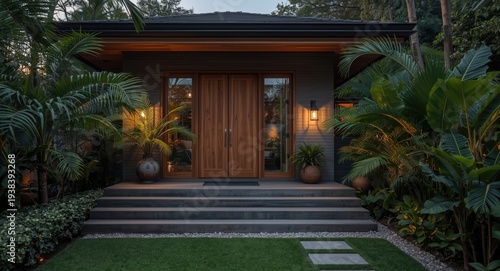 Cozy modern home with woode...