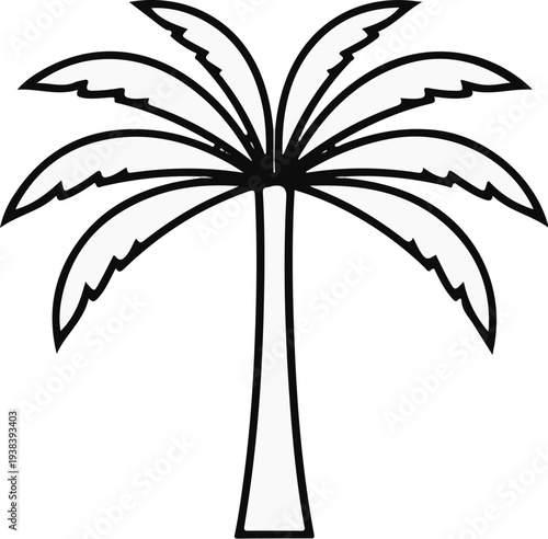Stylized outline of a palm tree with a thick trunk and splayed fronds
