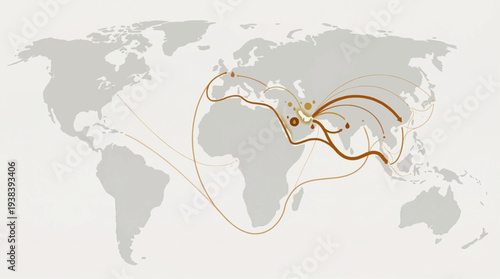 Vector map illustrating the Arabian Gulf's oil exports flow through major infrastructure routes on a world map