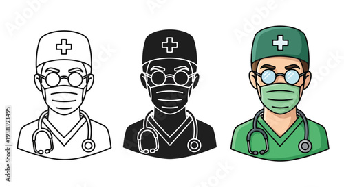 Medical Doctors Icon Set Vector Healthcare - SVG and PNG icons - Vector Icons and Stickers - PNG, SVG, EPS - Glyph and solid icon set - Icon vector - Icon Silhouette - Clipart