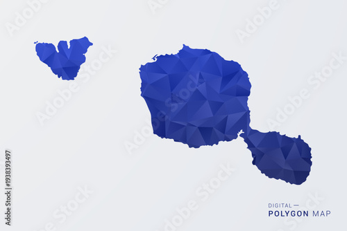 French Polynesia Map - Polygon Style Vector Illustration in Deep Blue Gradient, Low Poly Geometric Design, Clean Silhouette Isolated on White Background for Infographics.