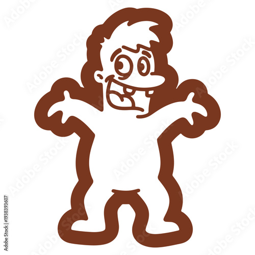 Illustration of a cartoon character with wild hair flexing muscles confidently