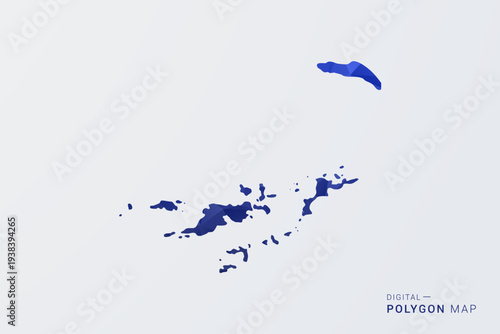 British Virgin Islands Map - Polygon Style Vector Illustration in Deep Blue Gradient, Low Poly Geometric Design, Clean Silhouette Isolated on White Background for Infographics.