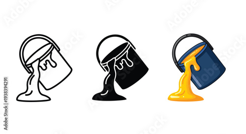 Paint bucket icons, vector art - Clipart, logo template - Vector icon set - Glyph and solid icon set - Icon vector - Flat Design Icon - line icon set - Silhouette icon - Logo vector