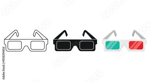 3D Glasses Icon Set - Clipart, logo template - Vector icon set - Glyph and solid icon set - Icon vector - Flat Design Icon - line icon set - Silhouette icon - Logo vector