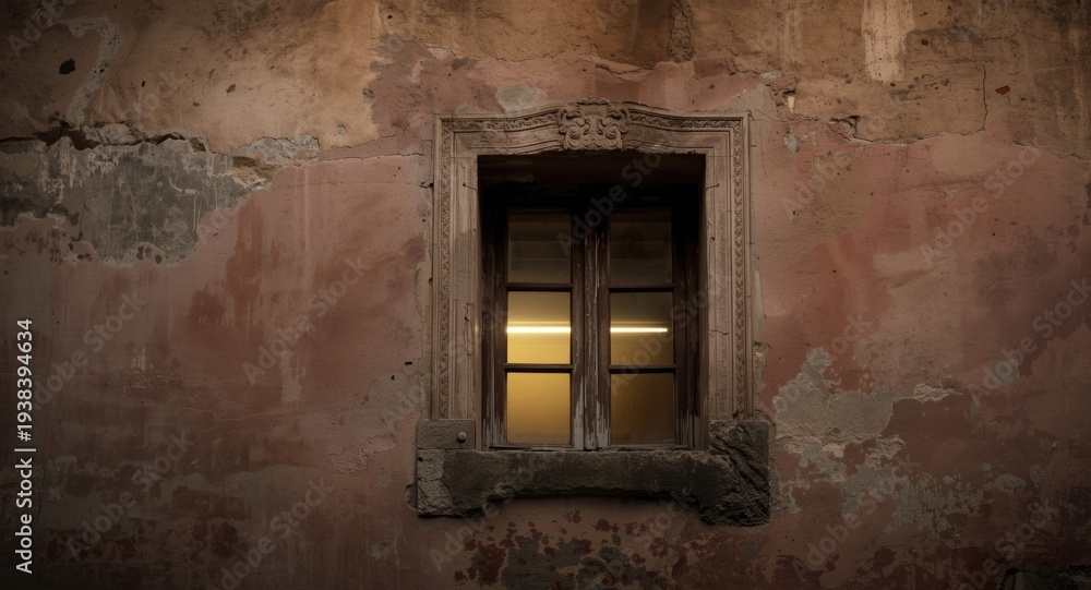 Fototapeta premium Antique building section with one window highlighting old world charm