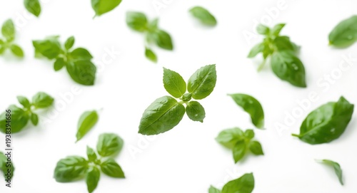 Basil leaves floating freel...