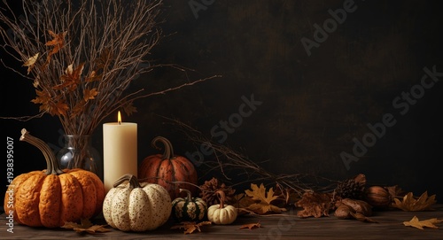 Autumn pumpkin display with...