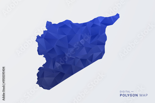 syria Map - Polygon Style Vector Illustration in Deep Blue Gradient, Low Poly Geometric Design, Clean Silhouette Isolated on White Background for Infographics.