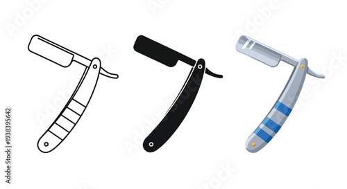 Razor Icons Set: Line, Solid, Color - Clipart, logo template - Vector icon set - Glyph and solid icon set - Icon vector - Flat Design Icon - line icon set - Silhouette icon - Logo vector