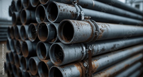 Industrial stacked steel pi...