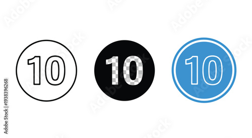 Number 10 Icons - Clipart, logo template - Vector icon set - Glyph and solid icon set - Icon vector - Flat Design Icon - line icon set - Silhouette icon - Logo vector