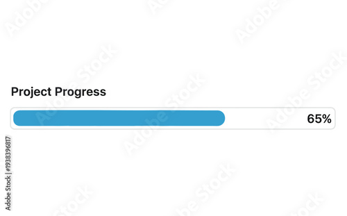 Web Progress bar graphic showing 65% completion, illustrating project development, loading status, and task progress. Clean UI element.