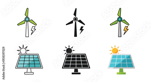 Renewable energy icons set vector illustration - SVG and PNG icons - Vector Icons and Stickers - PNG, SVG, EPS - Glyph and solid icon set - Icon vector - Icon Silhouette - Clipart