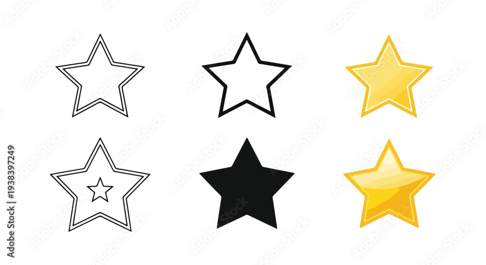 Fototapeta premium Star Icons Set - Clipart, logo template - Vector icon set - Glyph and solid icon set - Icon vector - Flat Design Icon - line icon set - Silhouette icon - Logo vector