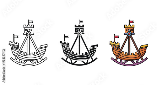 Vintage pirate ships icon set vector illustration - SVG and PNG icons - Vector Icons and Stickers - PNG, SVG, EPS - Glyph and solid icon set - Icon vector - Icon Silhouette - Clipart