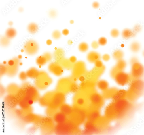 Golden Orange Bokeh Lights on White Background