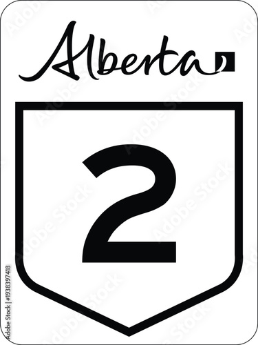 Alberta Canada Provincial Highway 2 Road Marker Shield Vector
