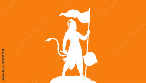 Lord Hanuman devotional sticker illustration Hindu god warrior artwork spiritual religious design poster