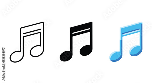 Music Note Icons Set - Clipart, logo template - Vector icon set - Glyph and solid icon set - Icon vector - Flat Design Icon - line icon set - Silhouette icon - Logo vector