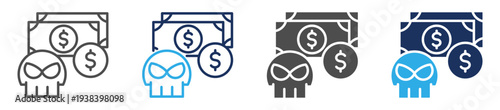 hacker cash money icon set multi concept