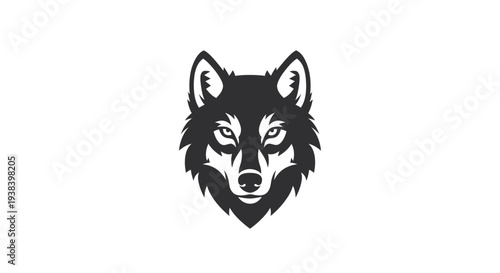 Wolf head illustration in black color.