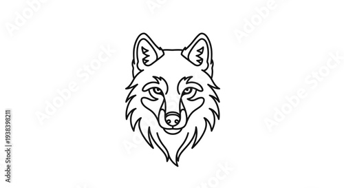 Wolf head illustration in black lines.