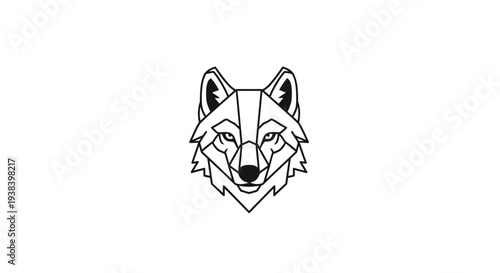 Wolf head illustration in black lines.