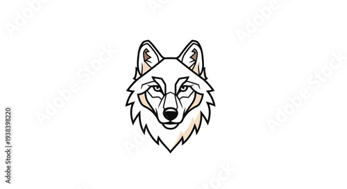 Wolf head illustration in black lines.
