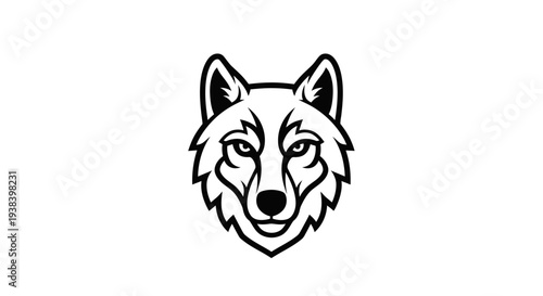 Wolf head illustration in black lines.