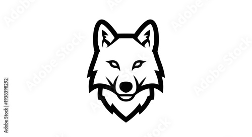 Wolf head illustration in black outline.