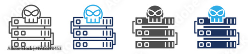 hacking server icon set multi concept