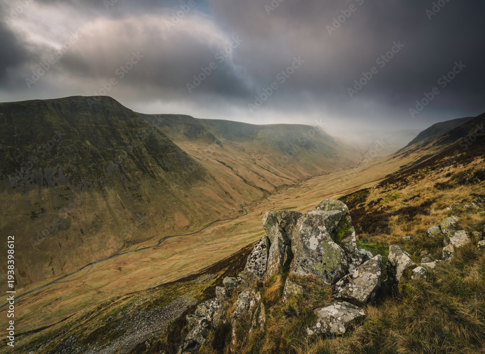 Obraz premium rural valley in Scotland during a storm
