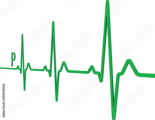 Green ECG Heartbeat Line Graph on White Background