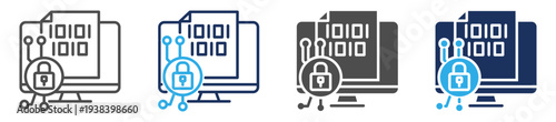 data encryption icon set multi concept