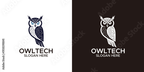 Abstract owl logo illustration embodying intelligence and technological advancement for modern digital solutions and wise business strategies branding concept